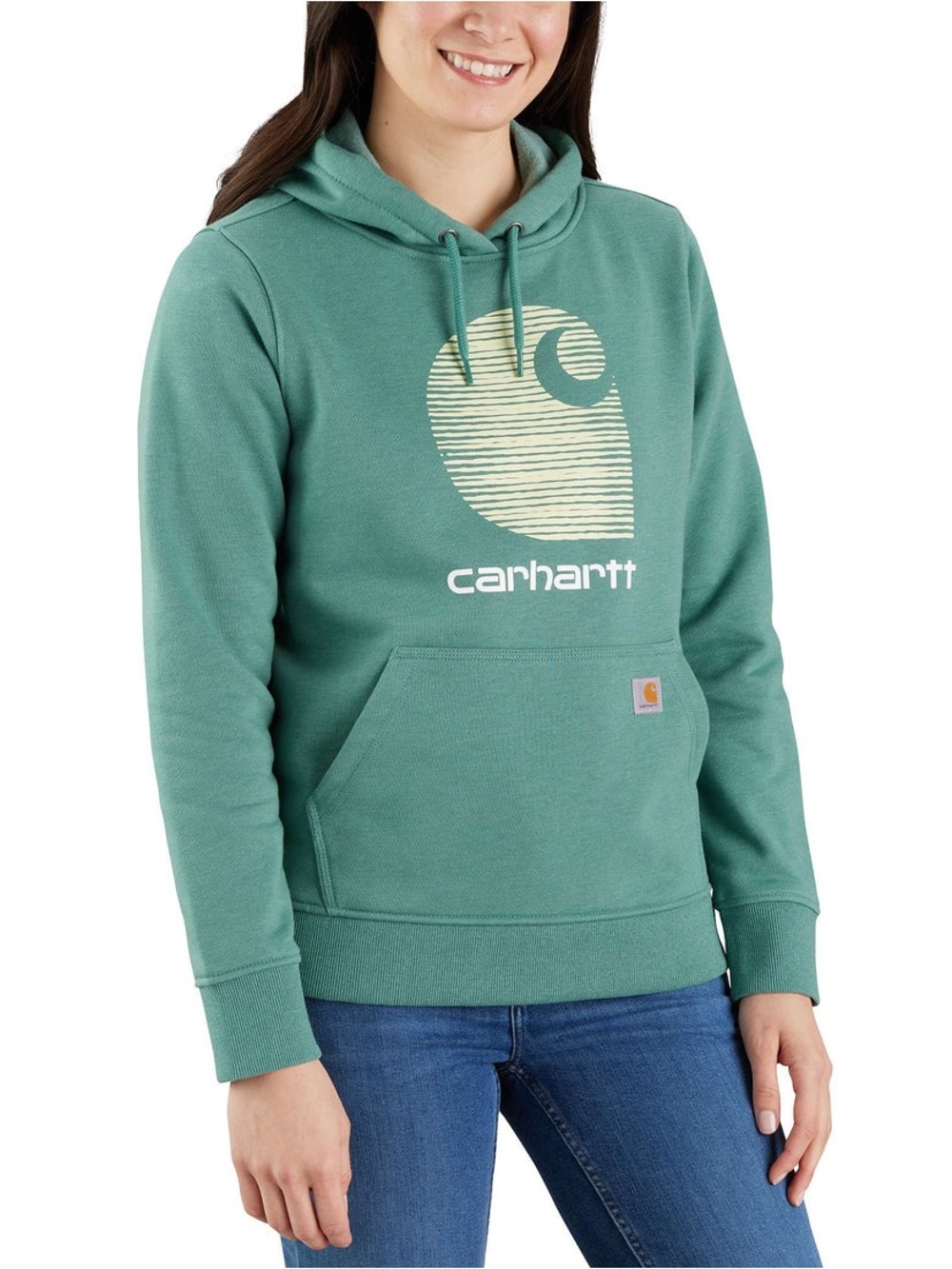 Carhartt Women’s Teal Green Logo Pullover Hoodie